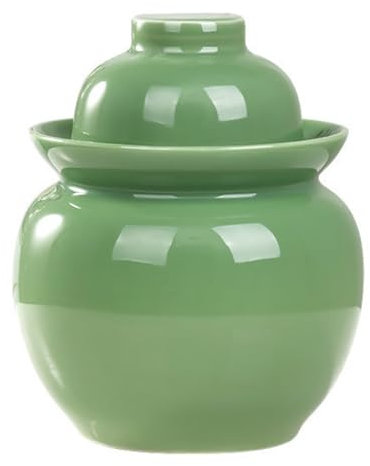 DECORN Fermentation Crock Pot, 5 Liter / 1.3 Gallon Fermenter with Lid, Glazed Ftoneware Pot for Fermenting Pickling Kimchi, Pickles, Vegetables, Kombucha,E