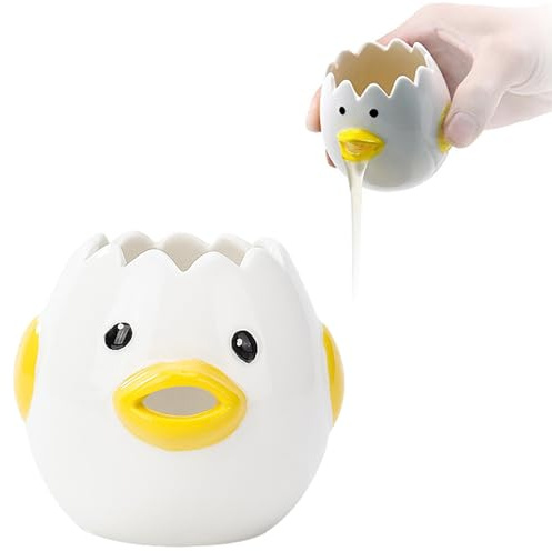 Separatore per uova, in ceramica, per vomito, tuorlo d'uovo, separatore per albume, piccolo pulcino, adatto per la cottura in cucina, piccoli utensili (giallo)