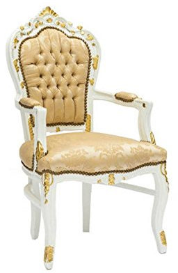 Way Home Store Baroque Armchair French Style Louis XVI White and Gold