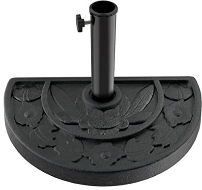 Pure Garden Half Round Umbrella Base - 20lb Weighted Semicircle Freestanding Resin and Concrete Umbrella Stand for Outdoor Use (Black)