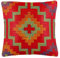 FAB HAB Outdoor-Kissen aus recyceltem Premium-Kunststoff – Kopfkissen, Wurfkissen – wasserfest, farbecht – Vintage, Boho, Kelim - Terrasse, Wohnzimmer, Balkon – Lhasa - Orange & Violett (42 x 42)