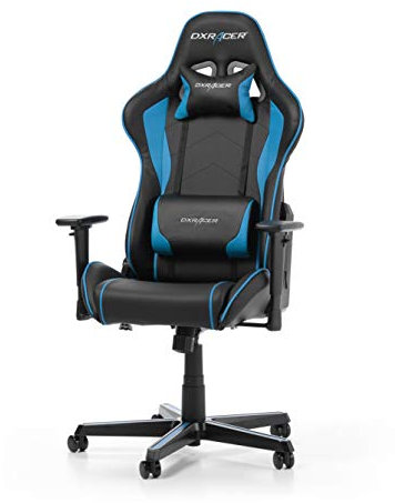 DXRacer Formula F08 Silla Gaming, Piel sintética, Negro/Azul, 67 x 67 x 128 cm