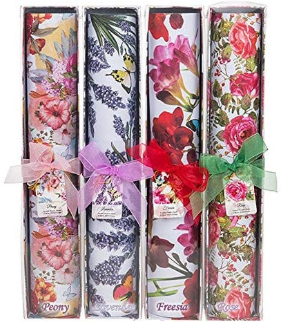 6 große Blätter, duftendes Schrankpapier mit Blumenmuster - 420 x 585 mm - sanft, mit Duft, Geschenkbox rose