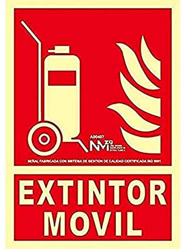 Normaluz A00407 - Señal Luminiscente Extintor Movil Clase A PVC 1mm 21x30cm con CTE, RIPCI y Apto para la Nueva Legislación