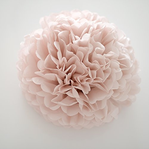 DECOPOMPOMS, 12 große Pompons aus Seidenpapier, Party-Set, handgefertigt, altrosa
