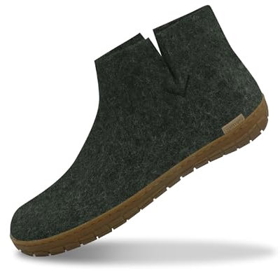 GLERUPS Damen und Herren Indoor und Outdoor Hausschuhe mit Gummisohle (Grün) | Bequeme Slipper-Stiefel für Damen und Herren | Kuschelige Herren und Damen Stiefelpantoffeln