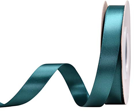YAMA Teal Double Faced Satin Ribbon 5/8 Inch Continuous 25 Yards
