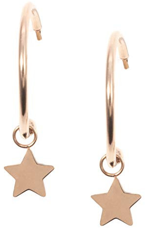 Happiness Boutique Orecchini a Cerchio Stella in Oro Rosa | Piccoli Orecchini Tondi Bijoux Acciaio Inossidabile