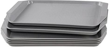 Annkky Restauran Serving Trays, Plastic Food Service Tray Set of 12, Grey