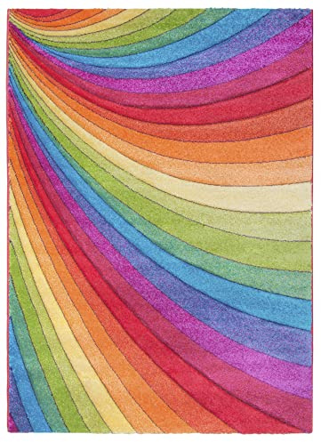 SrS Rugs® Candy Rainbow Rug - for Living Room, Lounge, Hallway, Kids Room, Playroom, Nursery - Boys & Girls - Hippy - Pride - Brighten Your Home (Rainbow, 80cm x 150cm)