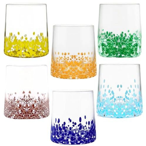 NAMAI - Set di 6 Bicchieri Acqua Vetro, Design Raffinato, 365 ML, Adatti In Lavastoviglie e Microonde, Bicchieri Colorati Vetro, Idea Regalo (Bicchieri Laguna)