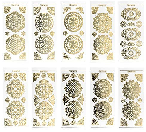 Ideen mit Herz Gravur-Sticker, transparent/gold, 10 Bogen à 10 x 23 cm | Goldene Aufkleber zum Basteln & Dekorieren | Geburtstag, Weihnachten, Rente & mehr (Zierornamente)