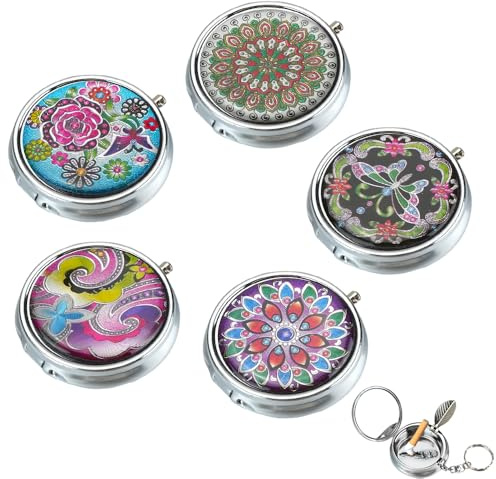 LZYMSZ 6 Pcs Portable Ashtrays for Cigarettes, Pocket Ashtray with Keychain