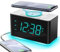 iTOMA Alarm Clock Radio, 15W Ultra Fast Wireless Phone Charger with Bluetooth, Two Charging Ports, Dual Alarm, Sleep Timer, Snooze, Dimmer, FM Radio,Cyan LED Night Light &1.4 Display CKS207