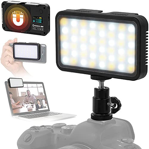 Moman Luz Led Cámara Reflex y Móvil, Antorcha Foco Fotografía para Vídeo con 3000K-6500K Regulable, CRI 95+, Batería Recargable Incorporada con Cable Tipo C, Antorcha-Led-Foco-Fotografía-Cámara