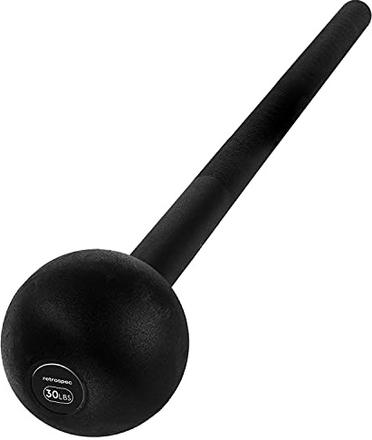 Retrospec Stahl-Macebell, gewichtetes Fitnessgerät, für Kraft-, Rehabilitations- und Rotationstrainings, robuste Ganzmetall-Konstruktion mit gerändeltem Griff, Gewichtsoptionen ca. 2,5 bis 13,5 kg
