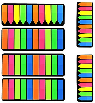 Andiker 1200 Stück Flaggen Index Tabs, 5 Farbe Post-it Notes Marker Etiketten Textmarker Strips, Kleine Fahnen Haftnotizen Tabs Büroartikel für Seiten Markierung