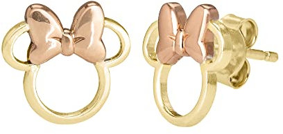 Disney – Ohrringe aus 9 Karat Gelbgold für Mädchen mit Mickey Mouse oder Minnie, verziert mit Zirkonia, 375 Gold Ohrstecker
