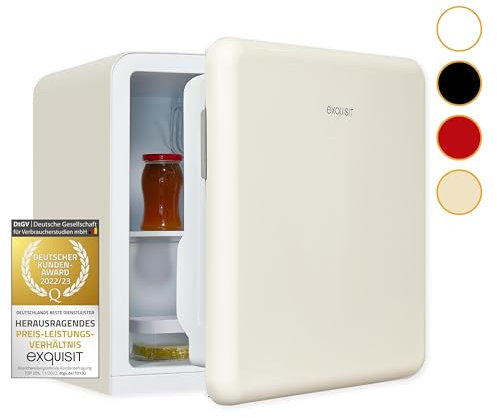 Exquisit Mini Kühlschrank CKB45-0-031F cremePV | Kühlbox 47 L Volumen | Hotelkühlschrank | Kühlschrank klein ohne Gefrierfach | Mini Kühlschrank Retro Style