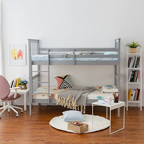 Panana Bunk Bed with Ladder 3FT Single Pine Bed Frame Ttiple Bed Bunk for Kids, Children, Grey
