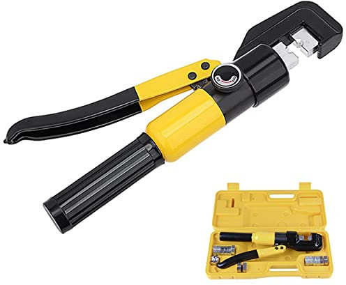 XYEJL 6 Tons Hydraulische Presszange Crimpzange 4-70 mm² Zange Kabelschuhe Zange with 8 Pairs of Dies,für Kupfer/Aluminium-Klemmen