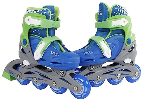 Kids Globe 720512 Street Rider Inlineskates (Inliner) grün/blau, verstellbar von Größe 31-34, abec7 Alurahmen
