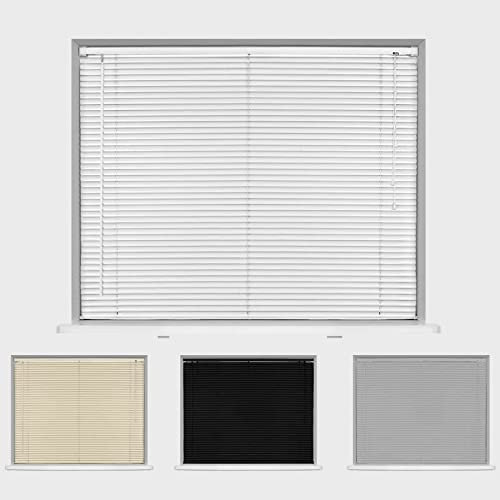 Caecus Made To Measure PVC Window Venetian Blinds - Easy Fit Home Office - Up To 45cm x 150cm - White