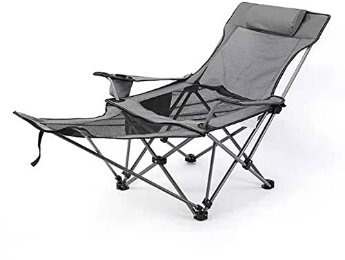 TSTSM Chaise de Camping Pliante Grise avec Repose-Pieds et Salon de Plage-Gray