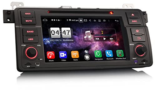 Erisin 8 Núcleos 4GB+64GB 7 Pulgadas Android 14 Radio Coche Bluetooth GPS Navegador para BMW Serie 3 E46 318i 320d M3 MG ZT Rover 75 Soporte CarPlay Android Auto WiFi 4G DSP Dab+ USB RDS FM Canbus