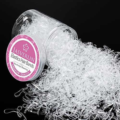 JASVERLIN Genomskinliga elastiska hårband, 2 000 stycken snag-free minigummiband för flätor, inga skador hårtillbehör för baby småbarn barn kvinnor