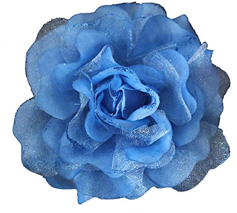 KABELIF Pfingstrose Blume Brosche, Blume Ansteckblume, Blume Haarspange, Haarclip Blume, Haarblume Haarblüte Haarschmuck für Mädchen Frauen Party Strand Hochzeit (Königsblau)