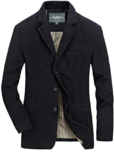 UNeedVog Mens Suit Jacket Casual Daily Business Slim Fit Cotton Long Sleeve Single Breasted Blazers Black