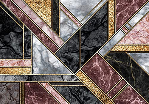 decomonkey Fototapete Abstrakt 350x256 cm Tapete Fototapeten Vlies Tapeten Vliestapete Wandtapete moderne Wand Wandbild Schlafzimmer Wohnzimmer Deko Modern Marmor Stein schwarz rot