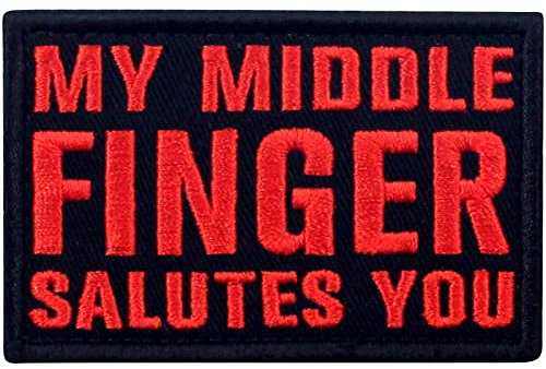 Hallo mein Mittelfinger grüßt Sie Bestickter Aufnäher mit Haken- und Flauschbänder