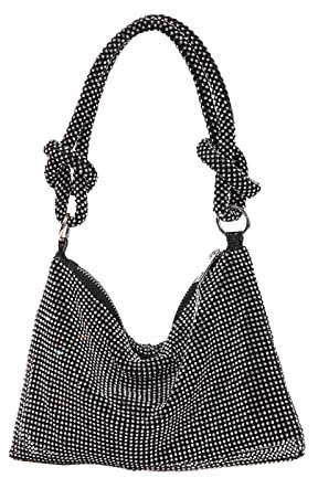 CORIOS Abendtasche Damen Strass Clutch Bag Shiny Diamant Handtasche Strasssteine Schultertasche Glitzer Umhängetasche Klein Tasche für Hochzeit Abschlussball Bankett-Party Schwarz