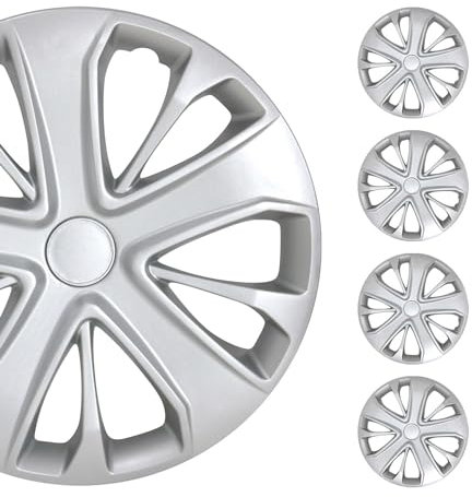 OMAC 4X Radkappen Radzierblenden Radblenden für Auto 15 Zoll Radkappensatz Silber