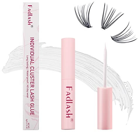 WimpernKleber für Cluster Einzelne Wimpern FADLASH Lash Bond Glue DIY Cluster Wimpern Kleber Wasserdicht Super Starker Halt 48 Stunden 5ml