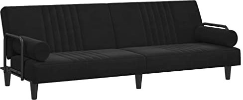 vidaXL Schlafsofa mit Armlehnen, Sofa Couch mit Schlaffunktion, Sofabett Gästebett mit Holzrahmen, Schlafcouch Bettsofa Wohnzimmer, Modern, Schwarz Samt