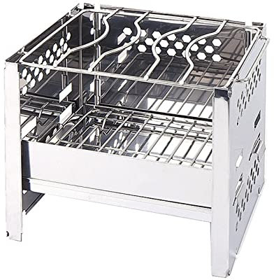 AIYING Klappgrill Edelstahl, Faltbarer BBQ Grill, Camping Holzofen Tragbar Holzkohlegrill, Standgrill mit Tragetasche, für Picknick Wandern Garten Outdoor Kochen Reisen