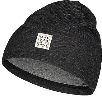 Maloja Liascham. Beanie Schwarz - Merino Schnelltrocknende elastische Mütze, Größe One Size - Farbe Moonless