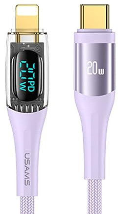 P4Y iPhone Ladekabel, Apple Kabel 1.2M PD 20W 480 Mbps Digital Display [MFi-Zertifiziert] Schnell Ladekabel für iPhone 14/13/12/11 pro/X/XS/XS Max/XR/X/8/7/6s/6/iPad Air (Lila)