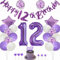 Kiwochy Lila 12. Geburtstag Deko für Mädchen - Tortendeko, Luftballons, Nummer 12 Folienballon, Party Dekoration für 12 Jahre