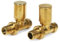 Brushed Brass Radiator Valves Angled Straight Corner 15mm Traditional Towel Rail Valves Pair (Straight)