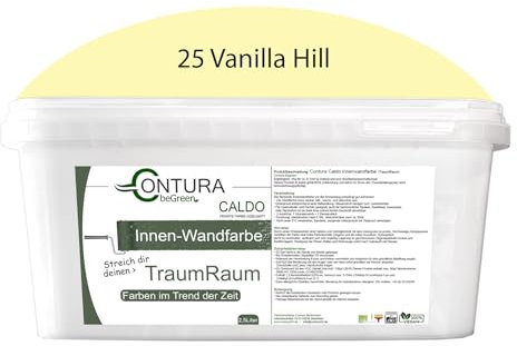 Contura Caldo 2,5 Liter Wandfarbe 35 Farben Deckenfarbe Hohe Profi Deckkraft Klasse 1 (25 Vanilla Hill)