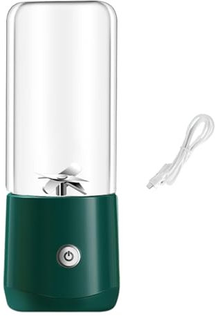 Exprimidor eléctrico de frutas, limones, naranjas y limones, con carga USB, sin tapa, verde, 380 ml, 7 x 7 x 18,5 cm