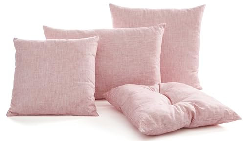DecoHomeTextil Heimtextilmanufaktur Kissen Dekokissen Zierkissen mit Füllung und Reißverschluss Palma Uni Altrosa 4er-Set 40x40 cm wasserabweisend pflegeleicht Outdoorkissen Garten