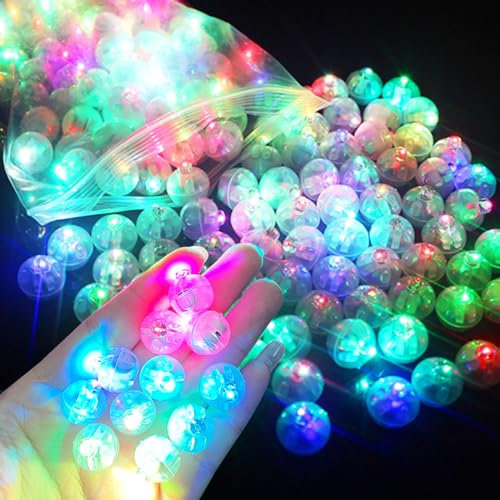 100 Stück LED Ballons Lichter, Mini LED Lichter Luftballons, Led Luftballoon Party Bunt Licht, Runde Ballon Licht, Leuchtende Luftballons für Geburtstag Hochzeit Weihnachten Karneval Neujahr Dekor
