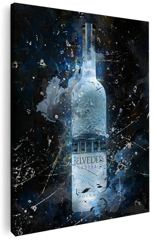 Artmazing | Wodka Flasche Bild bunt | S-Art Bilder | Wodka Flasche Bilder Modern | Coole Wandbilder Wohnzimmer | Wandbild Wodka Flasche Deko XXL | Bild Leinwand XXL | Wodka Flasche Bilder Wand