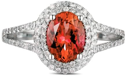 BCughia Anillo de plata de ley 925 para mujer, anillo de eternidad para mujer, anillo de circonita cúbica roja ovalada, R 1/2, Zirconia cúbica
