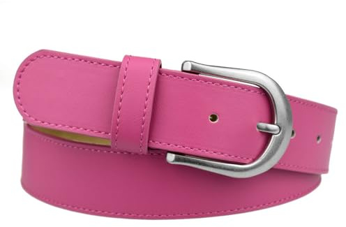 Zakatte • Schlichter Damengürtel aus Kunstleder Taillengürtel Hüftgürtel Gürtel genäht BS072 (Pink, 105 cm)